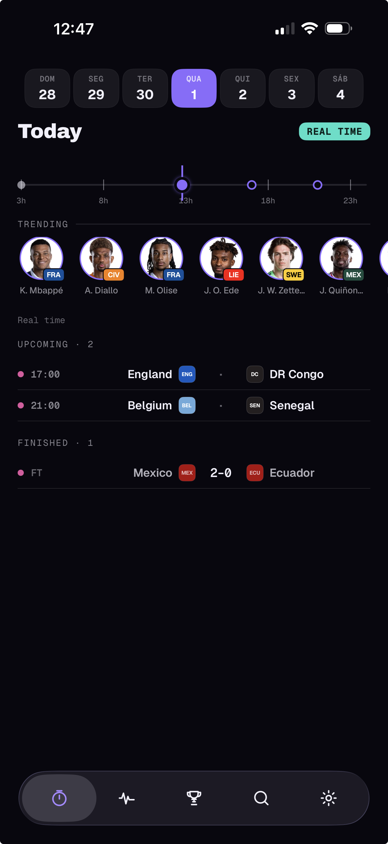 TodayGame — ecrã Hoje